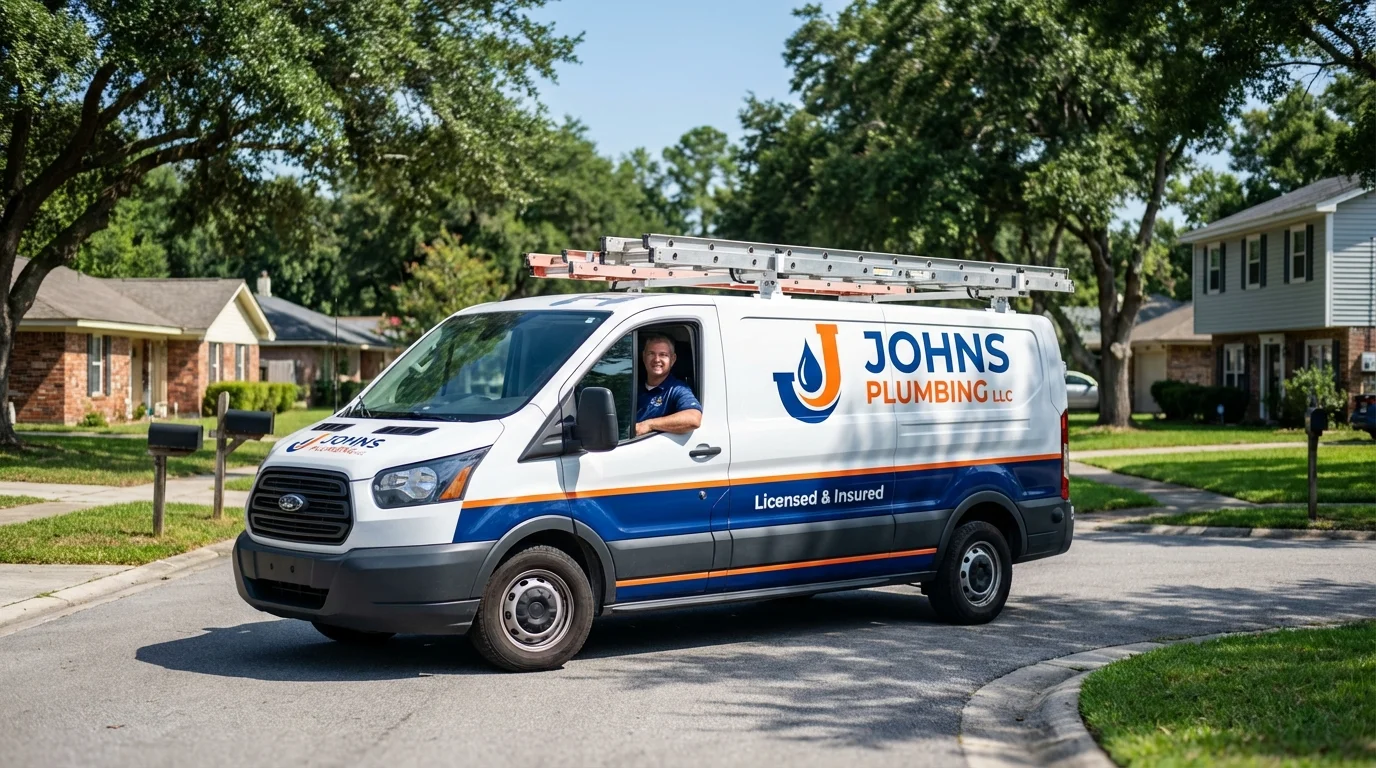 Johns Plumbing LLC service van in Monrovia, CA