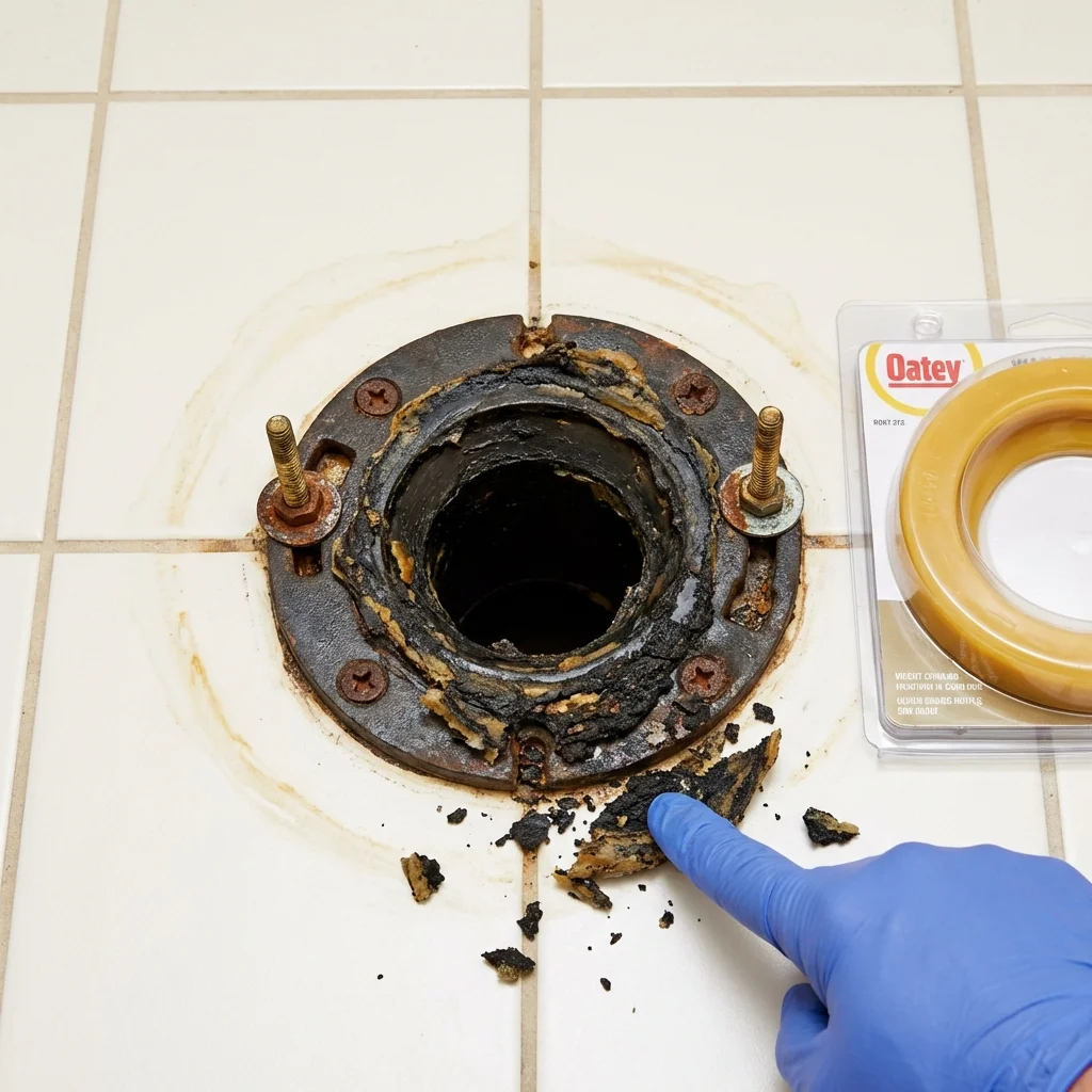 Failed wax ring showing water seepage at the base of a toilet in a Monrovia, CA home